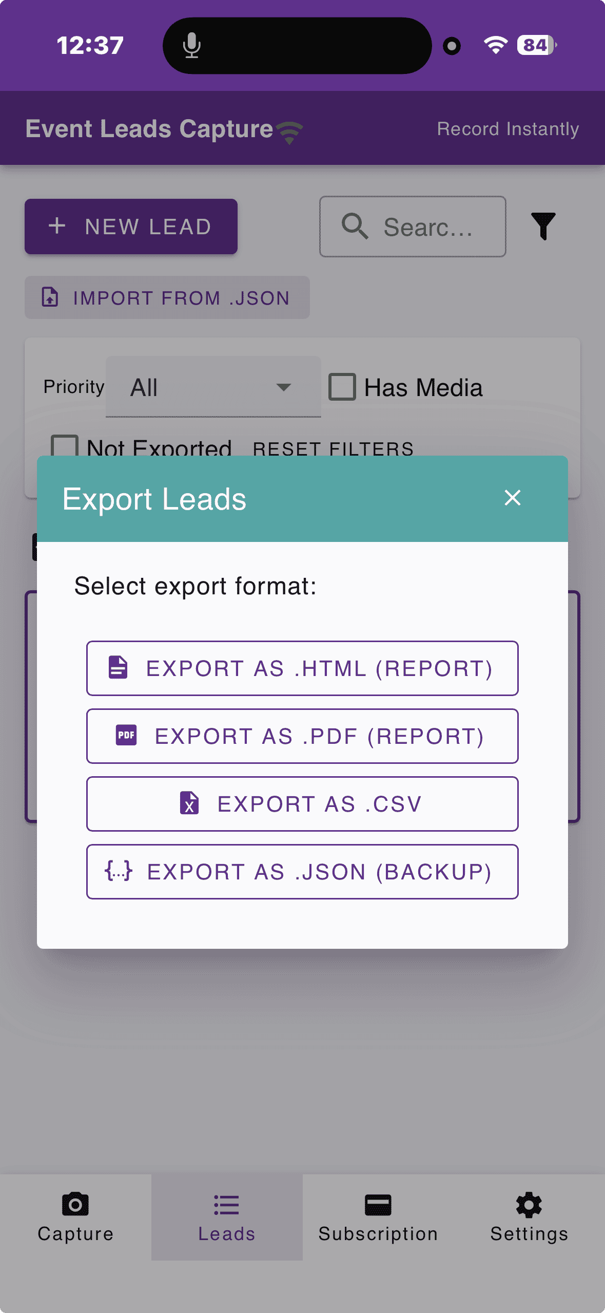 Export Data