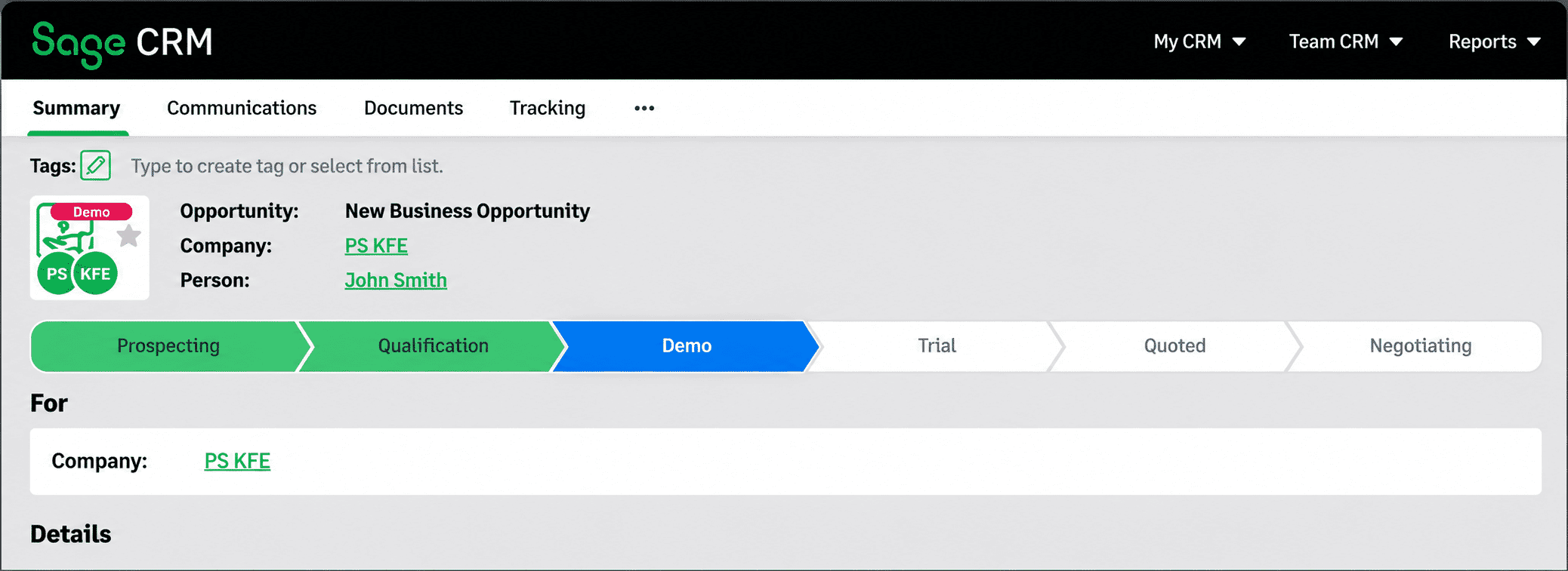 Opportunity Progress Bar
