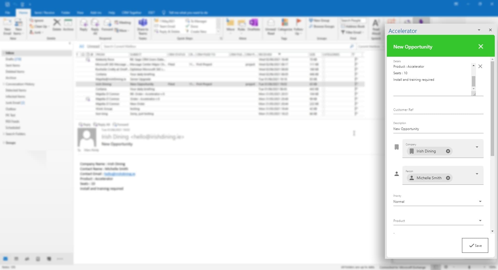 Create Cases in Sage CRM from Outlook Email